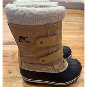 Sorel Kid's Size 12, 1964 PAC STRAP, Black and Tan, Insulated Snow Boots